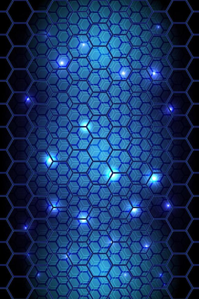 Blue hexagonal pattern with lights vector