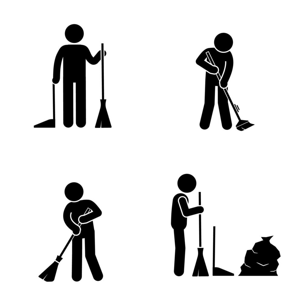 design of simple broom for sweeping floor vector