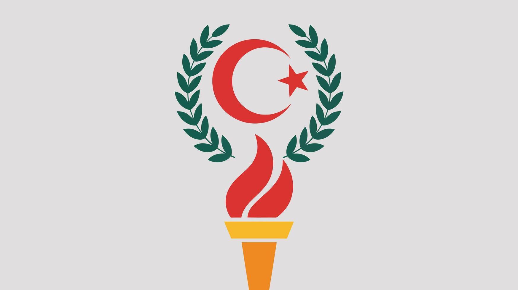the flag of turkey with the c and the torch vector