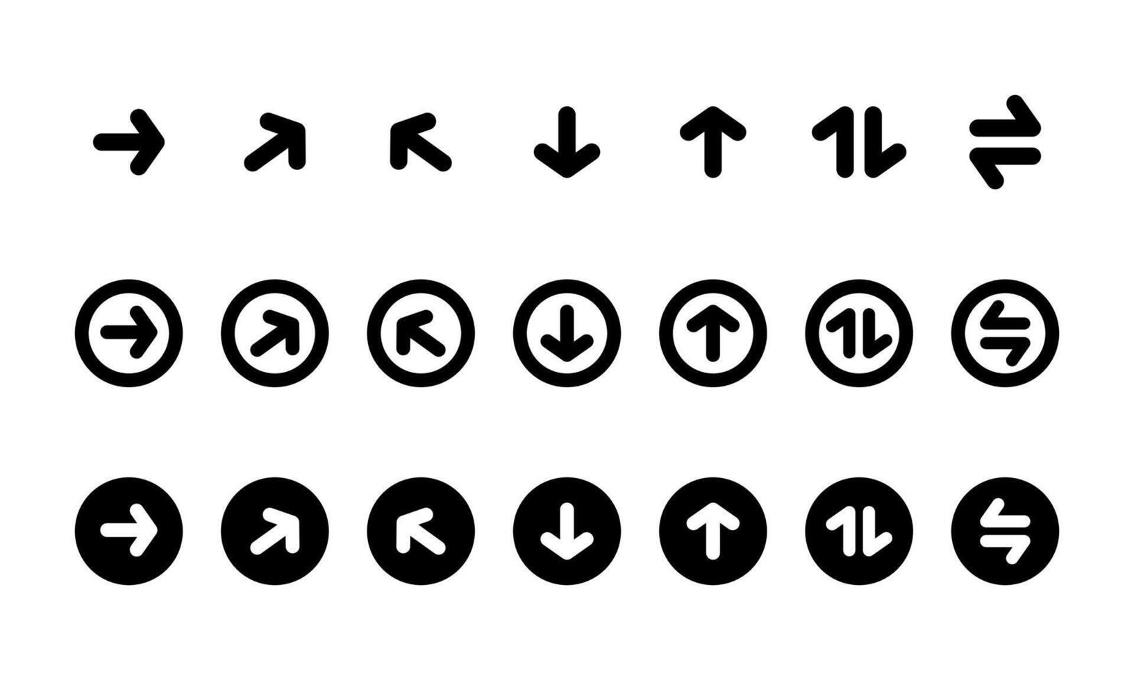 Arrow icons set direction symbols for web and user interface vector