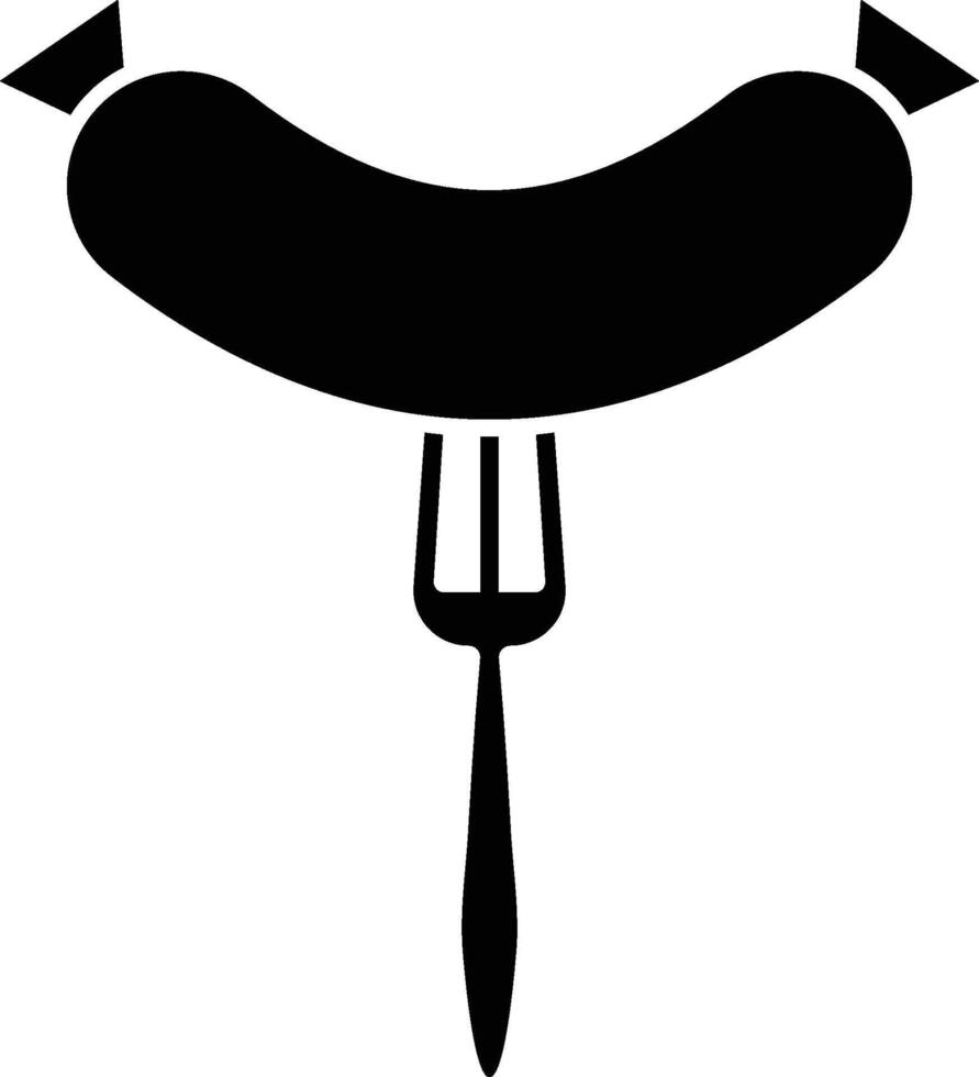 sausage, fork icon. Simple glyph element of Food icons set for UI and UX, website or mobile application on white background vector
