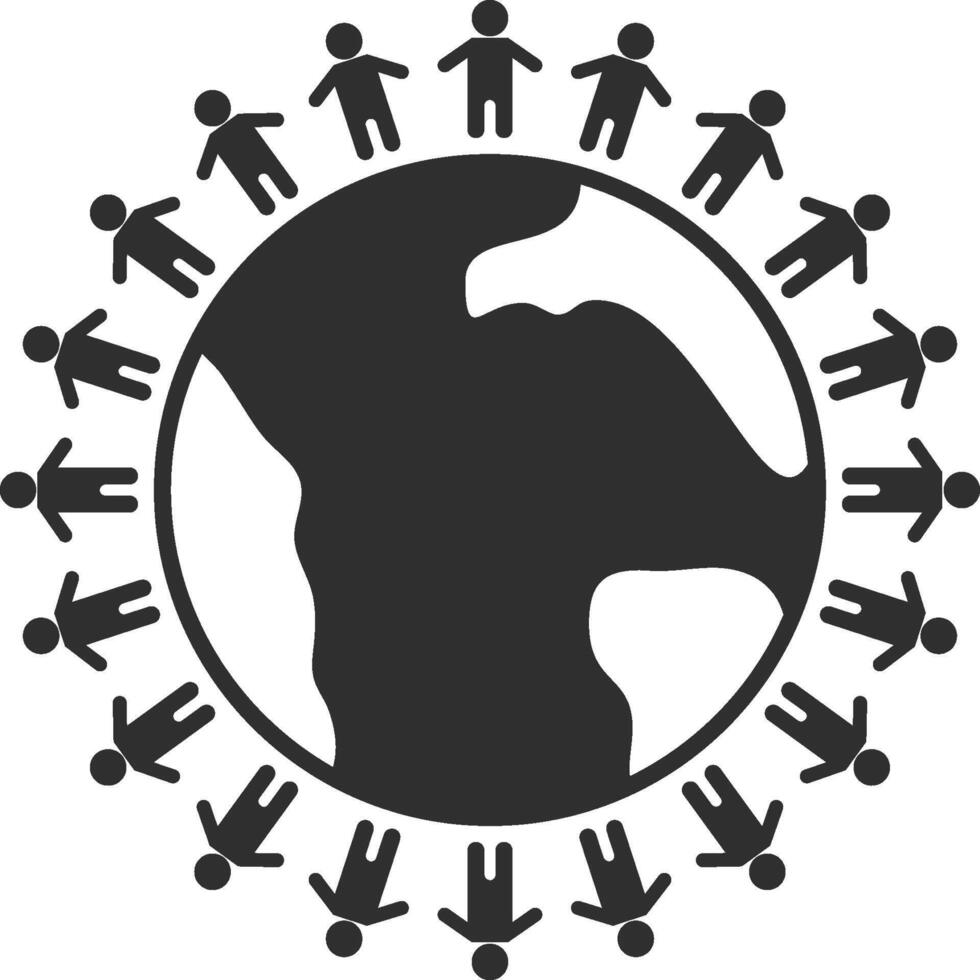 Friendship on Earth, people around the planet icon. Simple glyph of friendship set icons for UI and UX, website or mobile application on white background vector