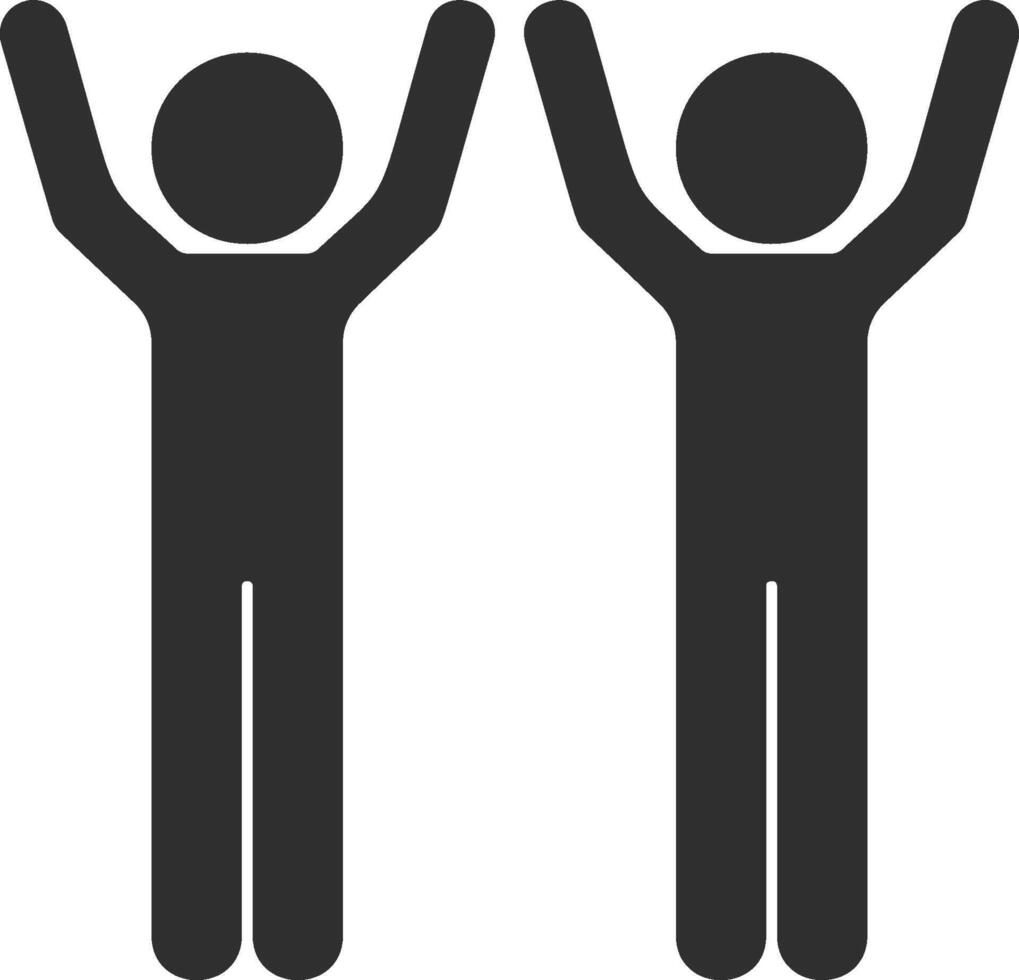 Friends raised their hands icon. Simple glyph of friendship set icons for UI and UX, website or mobile application on white background vector