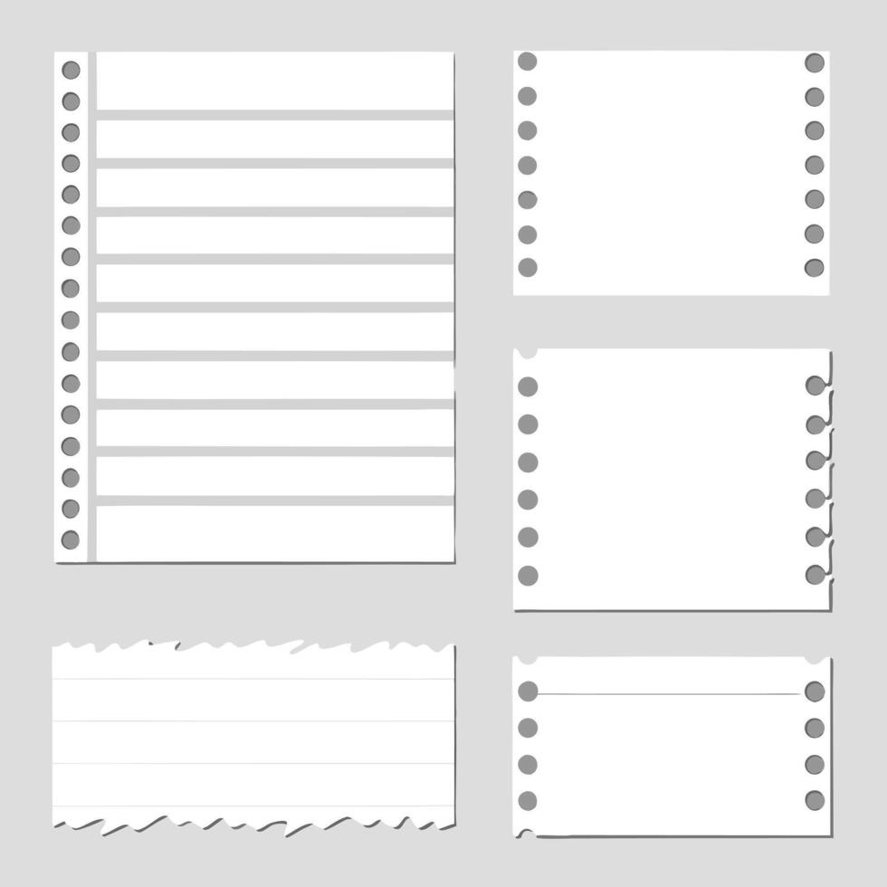 Collection of Torn and Ripped Paper Sheets with Lines and Perforations vector