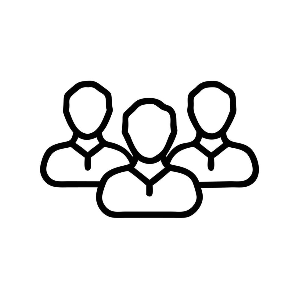 Art of team of people outline icon symbolizing collaboration, community, and group dynamics, ideal for business and social media vector