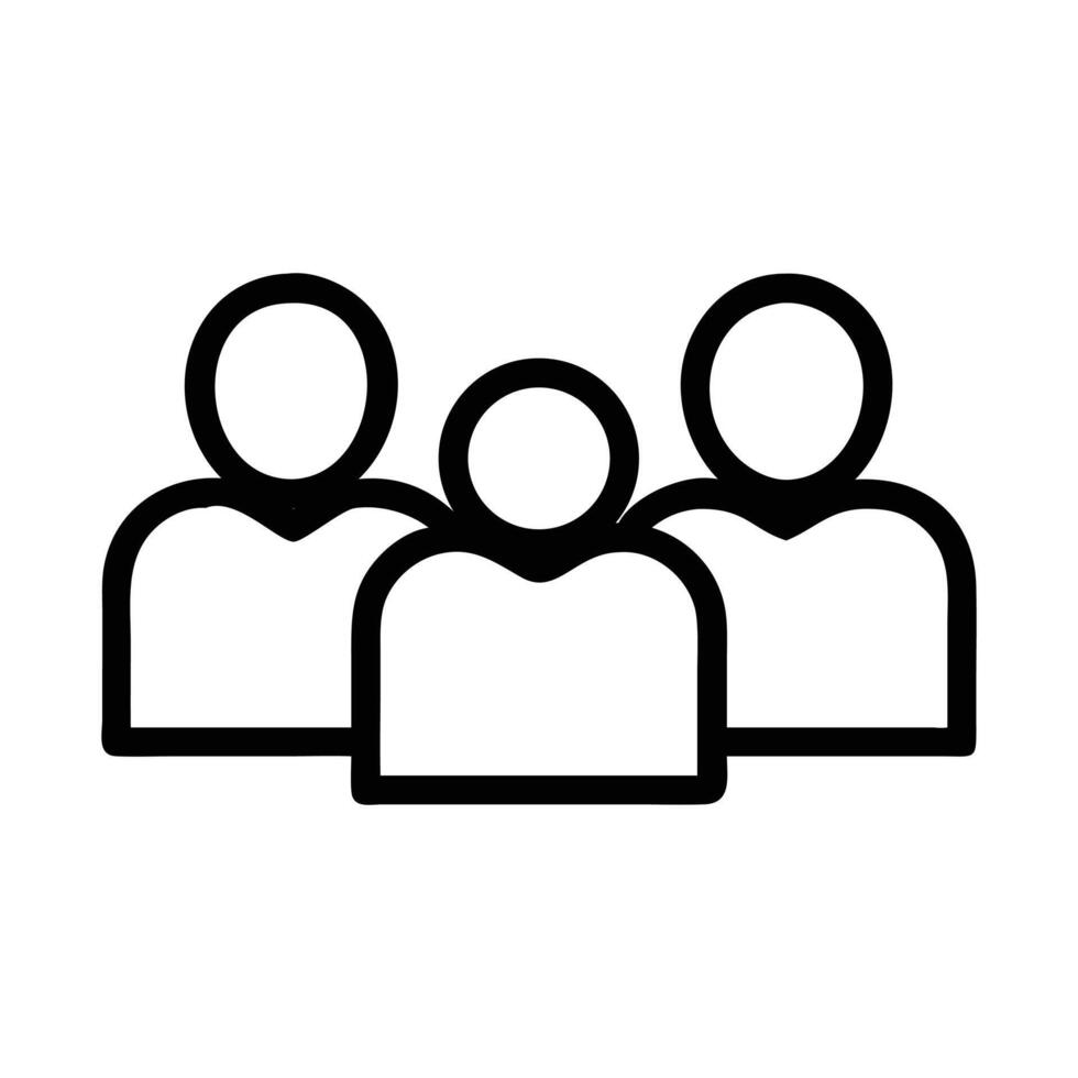 Art of group of three people icon, representing teamwork, community, and social connection in a simple and minimalist design vector