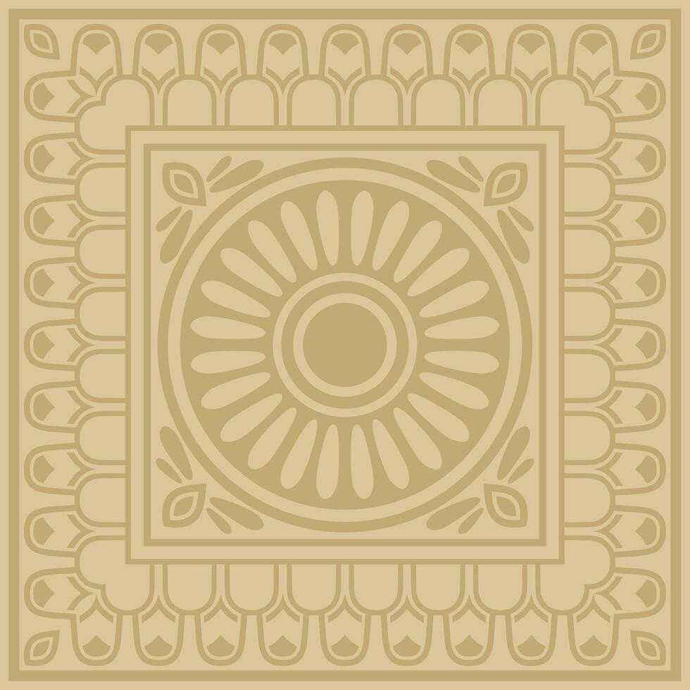 square Assyrian gold ornament. Rectangle, border, frame of Mesopatamia. Pattern ancient East vector