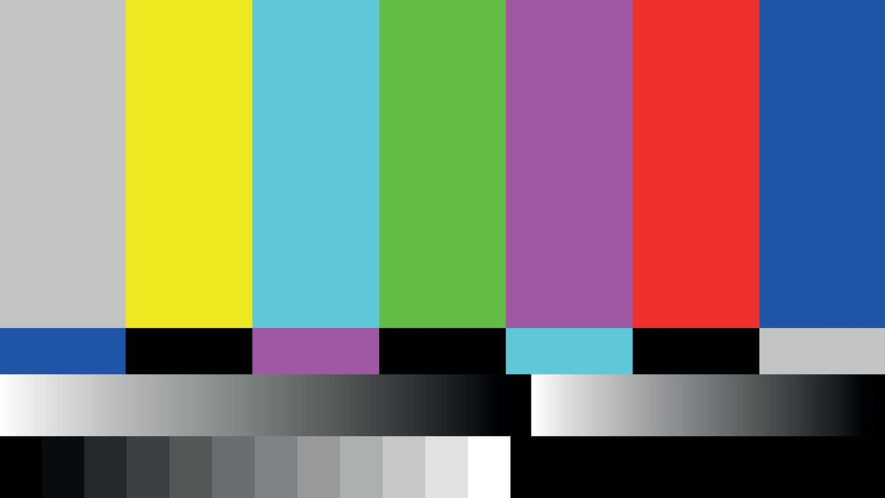 transmitir error. televisión color barras prueba modelo pantalla con arco iris rayas y escala de grises bloques retro televisión señal, transmitir error, No señal mostrar, Clásico monitor calibración vector