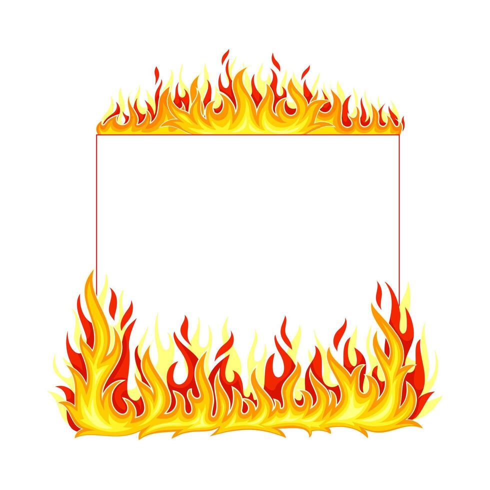 A frame with flames on it and a blank space for text vector