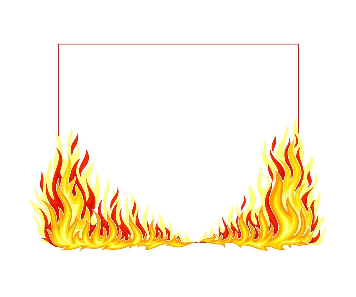 A frame with flames on it and a white background vector