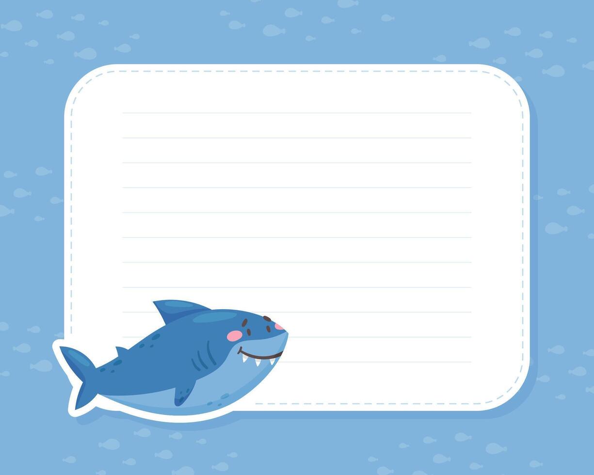 A shark with a blank paper and a note vector
