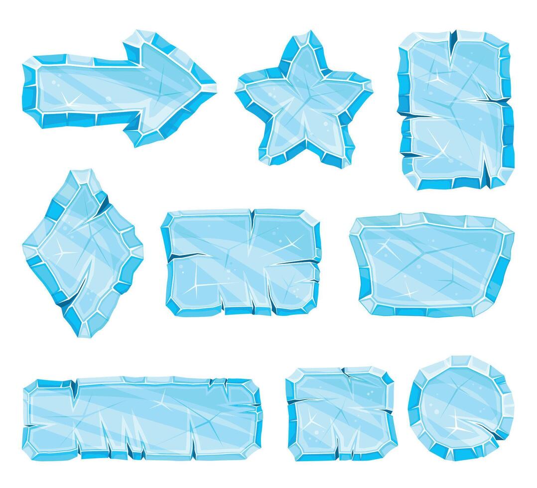 Ice Shaped Elements for Game and Web Design Set vector