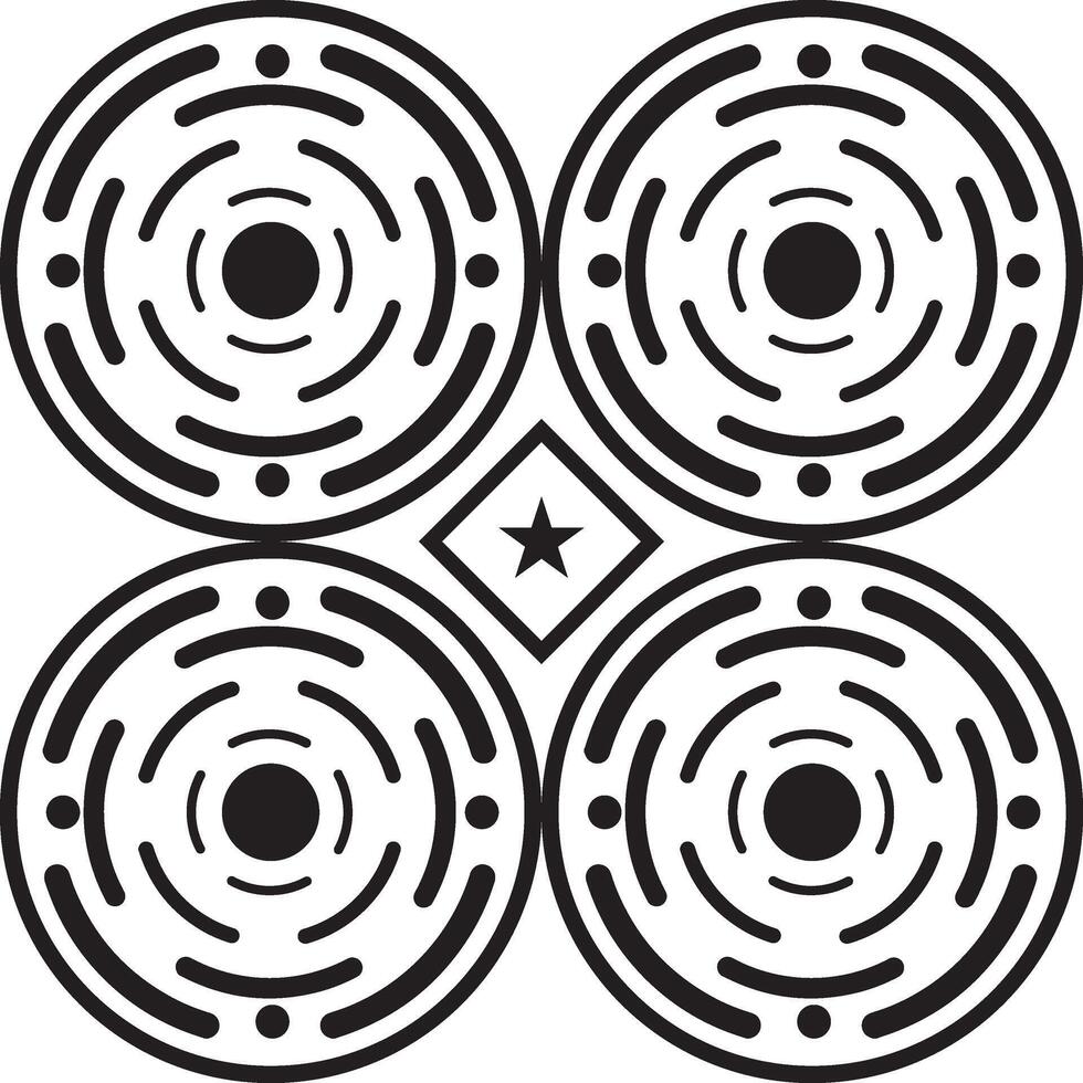 Geometric circular patterns with central star abstract vector