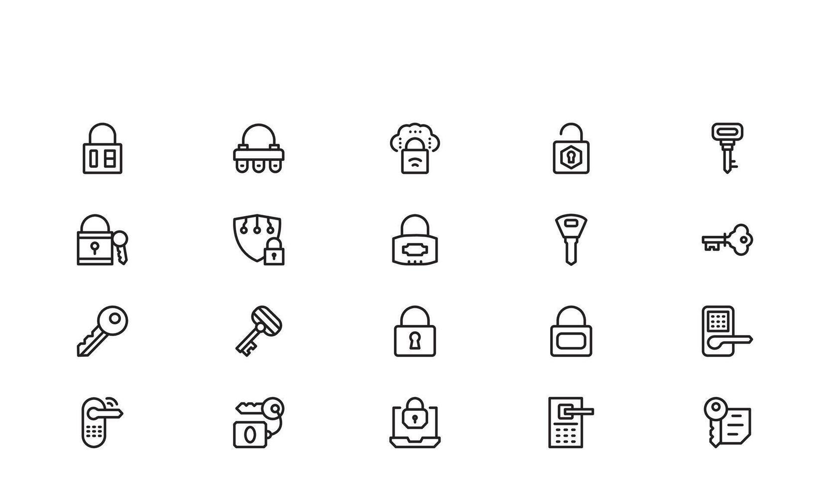 Lock And Security Line IconModern Outline Collection Featuring Padlock, Password, Privacy Shield, Cyber Safety, Safe Box, Access Control, and Digital Protection vector