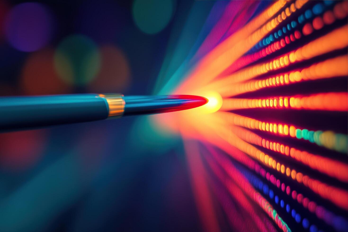 Propelled projectile through vibrant digital array photo