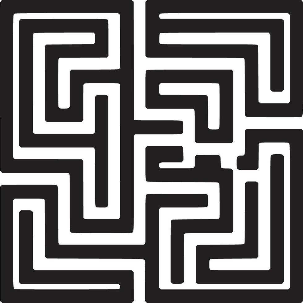Square maze isolated on white background, a challenging labyrinth design for puzzle enthusiasts vector