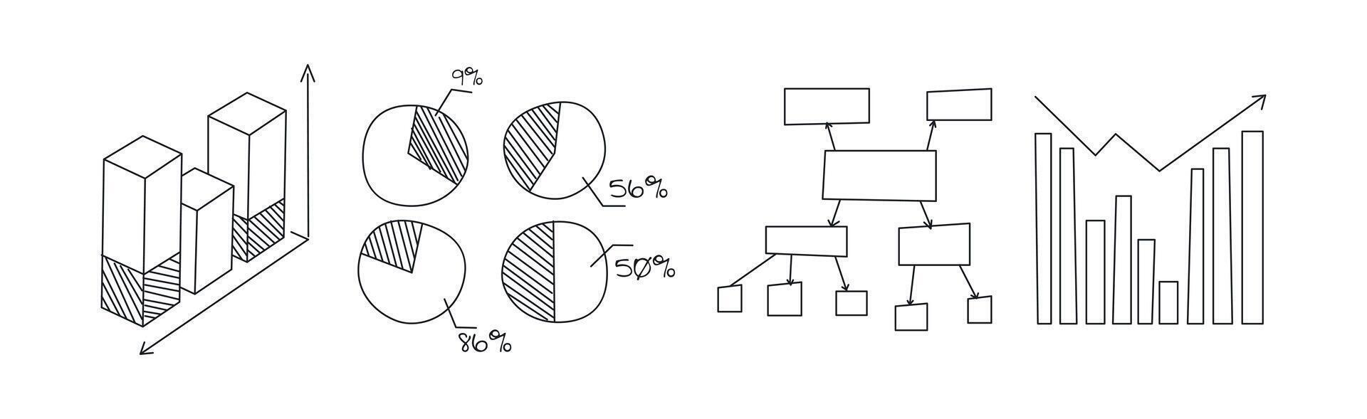 Statistics Chart and Graph Line Icon Set vector