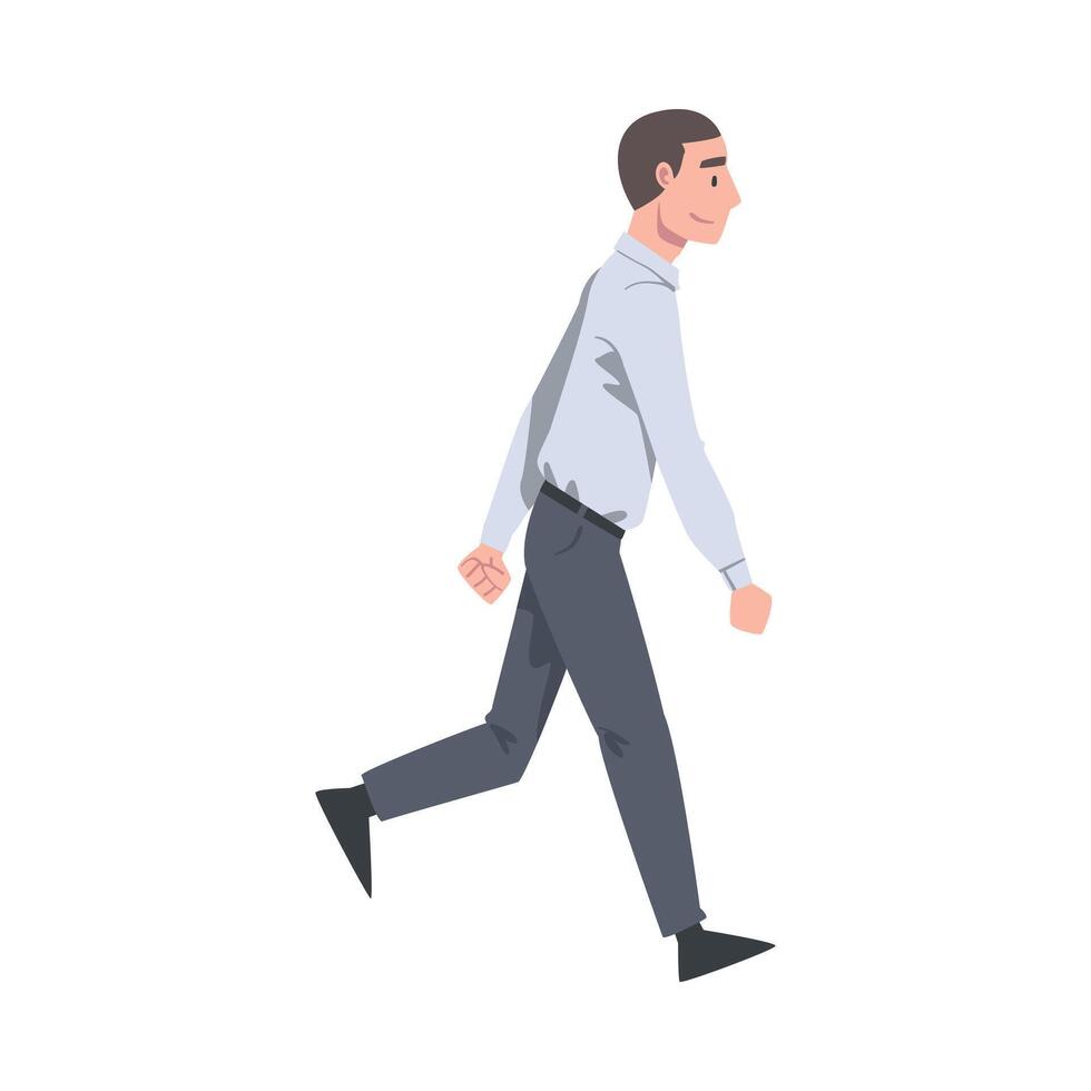 Walking Man Character Taking Steps Forward Side View Illustration vector