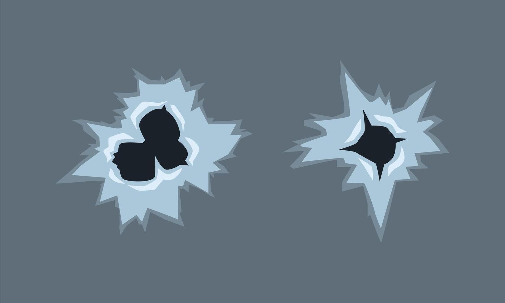 A pair of broken glass with a hole in it vector