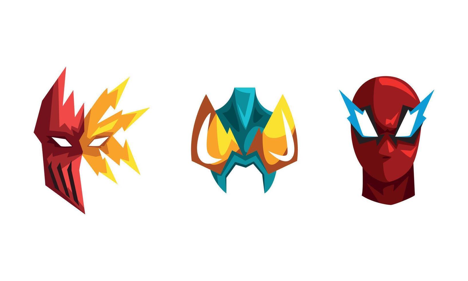 Three different types of masks with different colors vector