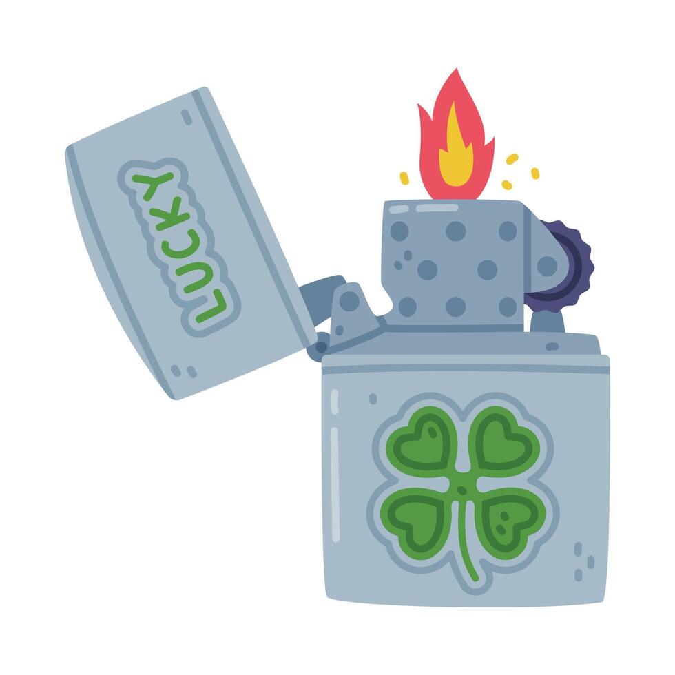 Steel Lighter as Portable Device for Igniting Cigarette and Generating Flame Illustration vector