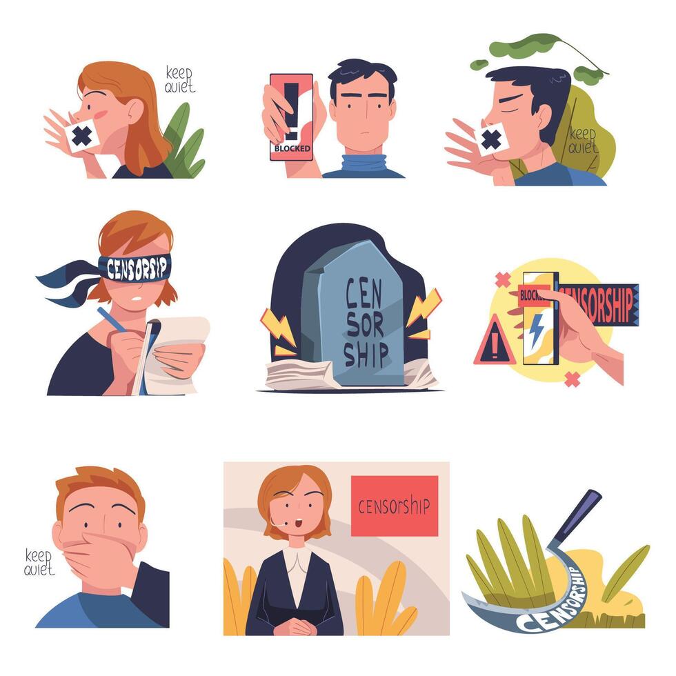 A set of icons depicting people with different types of problems vector
