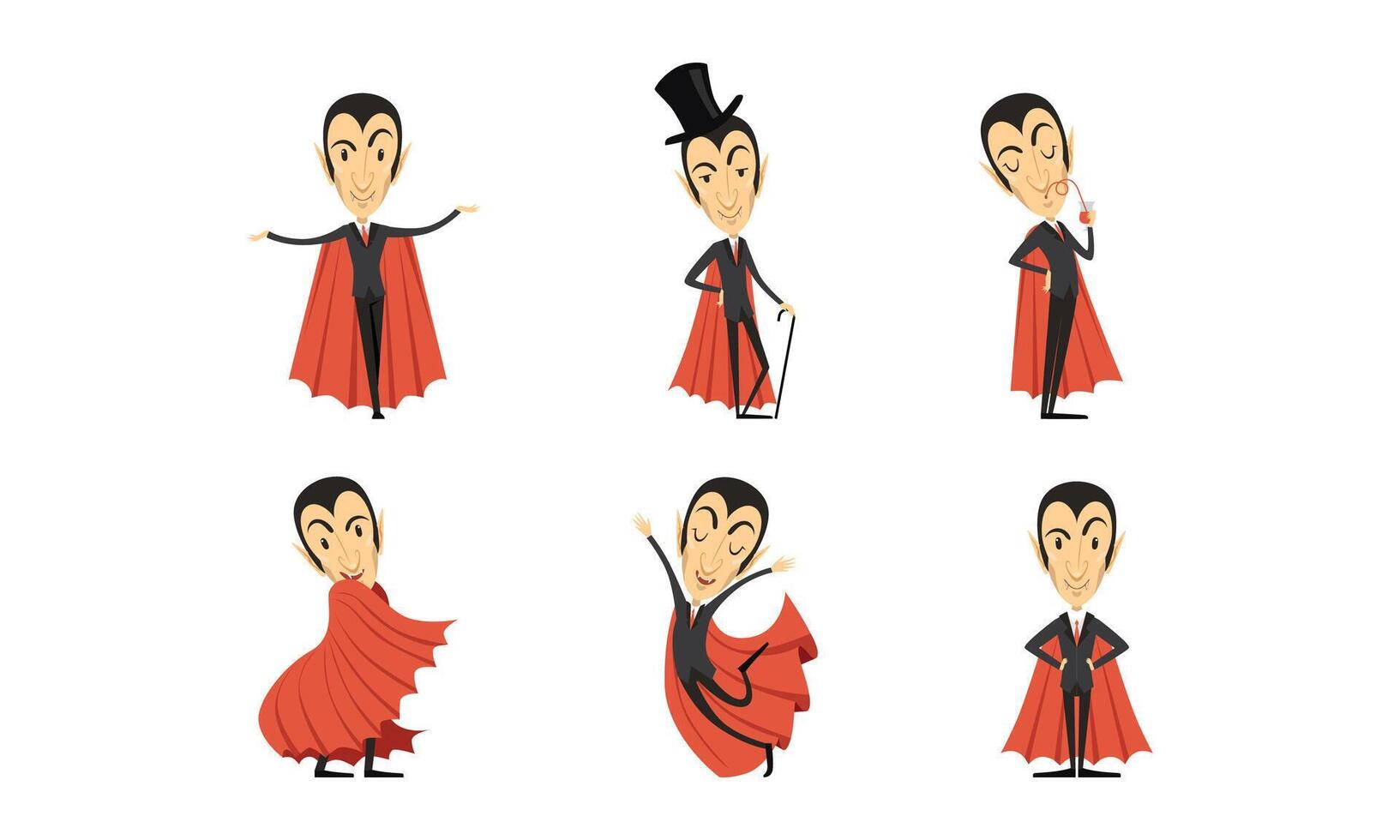 Dracula character set, vampire character, vampire costume, vampire character, vampire character, vampire vector