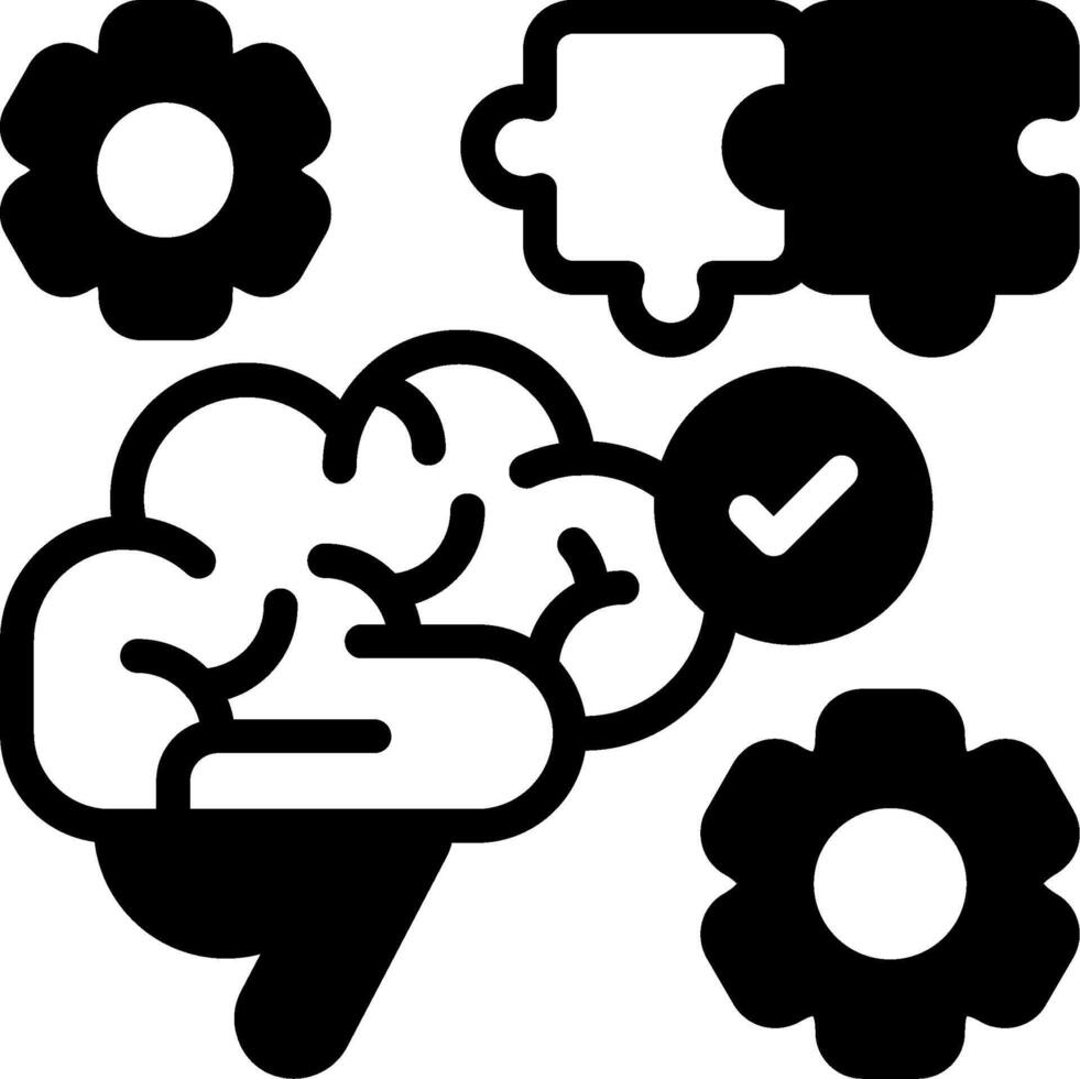 Problem Solving Process Modern Semi Solid Black Icon vector