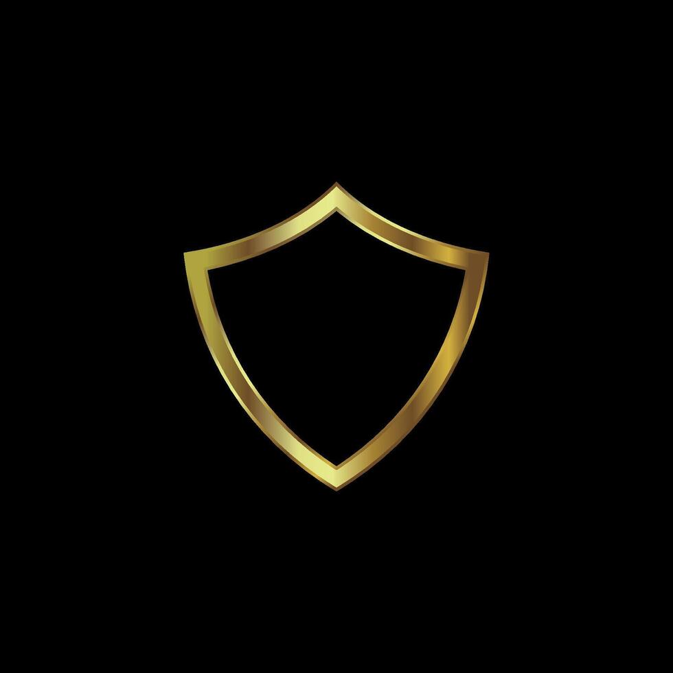 Elegant Simple Gold Color Shield Secure Protection Icon Template vector