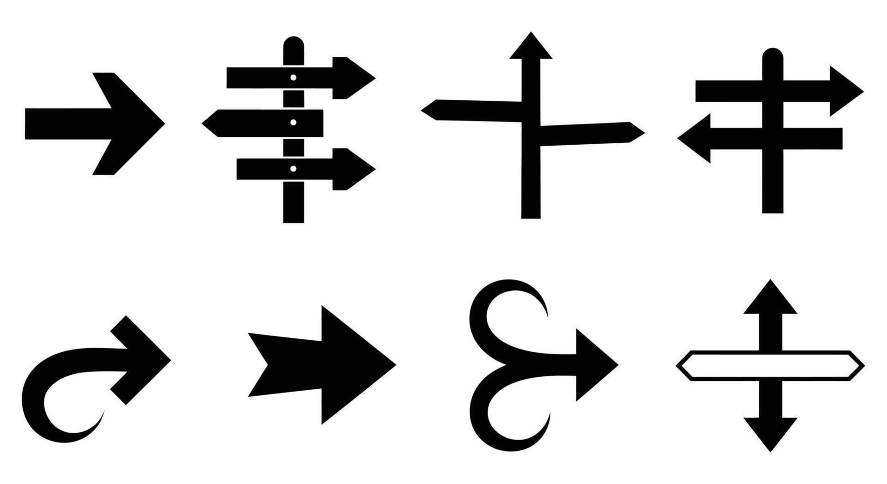 A set of arrows pointing in different directions vector