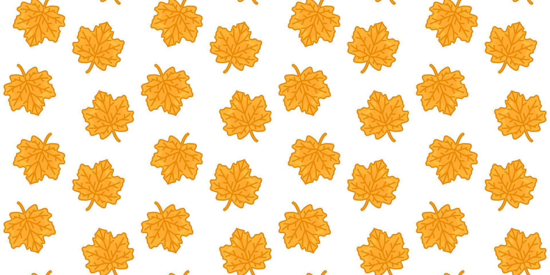 Seamless CaSeamless Cartoon Maple Leaf Pattern. Yellow cartoon maple leaves in flat style. Seamless autumn foliage pattern on white background.rtoon Maple Leaf Pattern vector