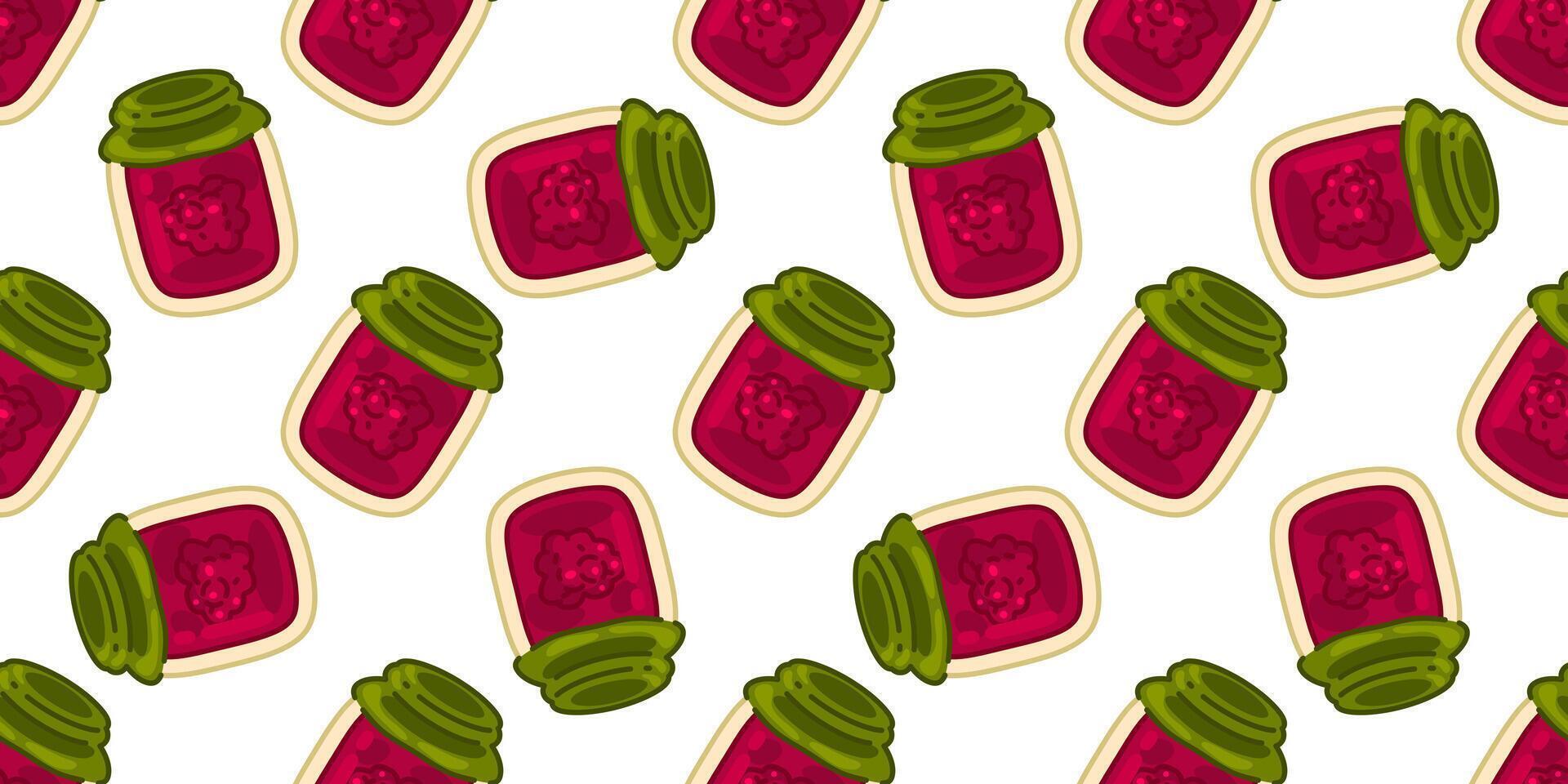 Seamless Raspberry Jam Jar Pattern vector