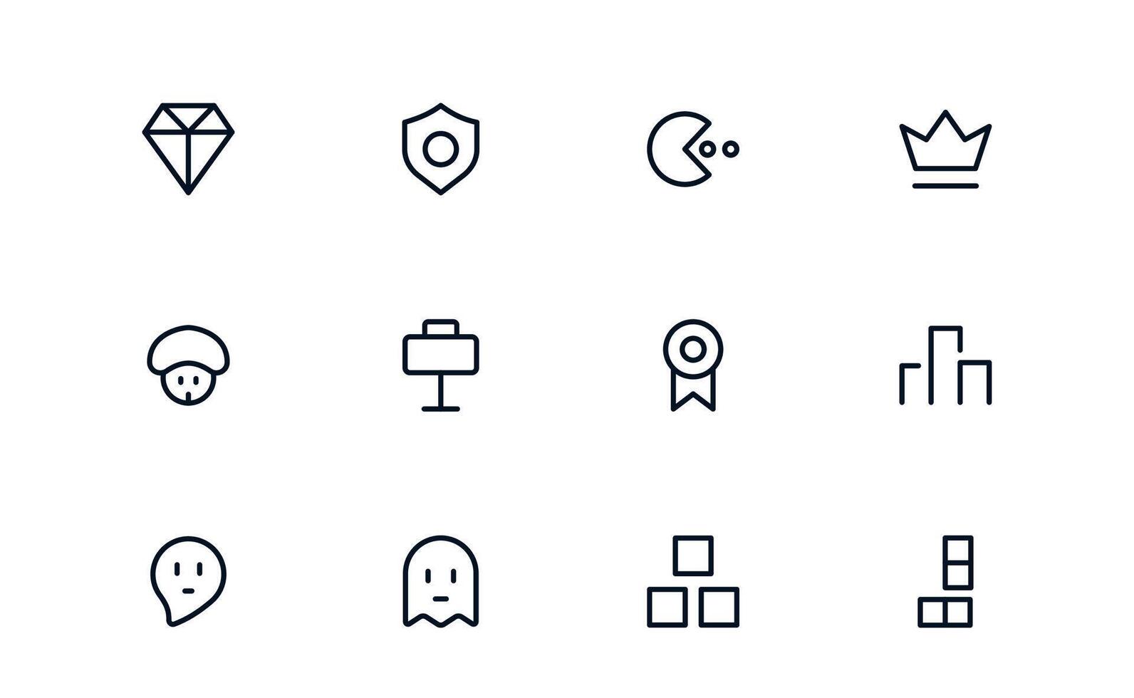 Gaming Symbols Pack. Flat Minimal Linear Outline Icons Featuring Console, Joystick, Gamepad, Headset, Keyboard, Esports. Perfect for Web, Apps, and Infographics. vector