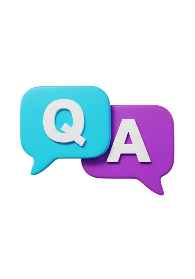 3d speech bubbles with q and a letters, representing questions and answers, isolated on transparent background png