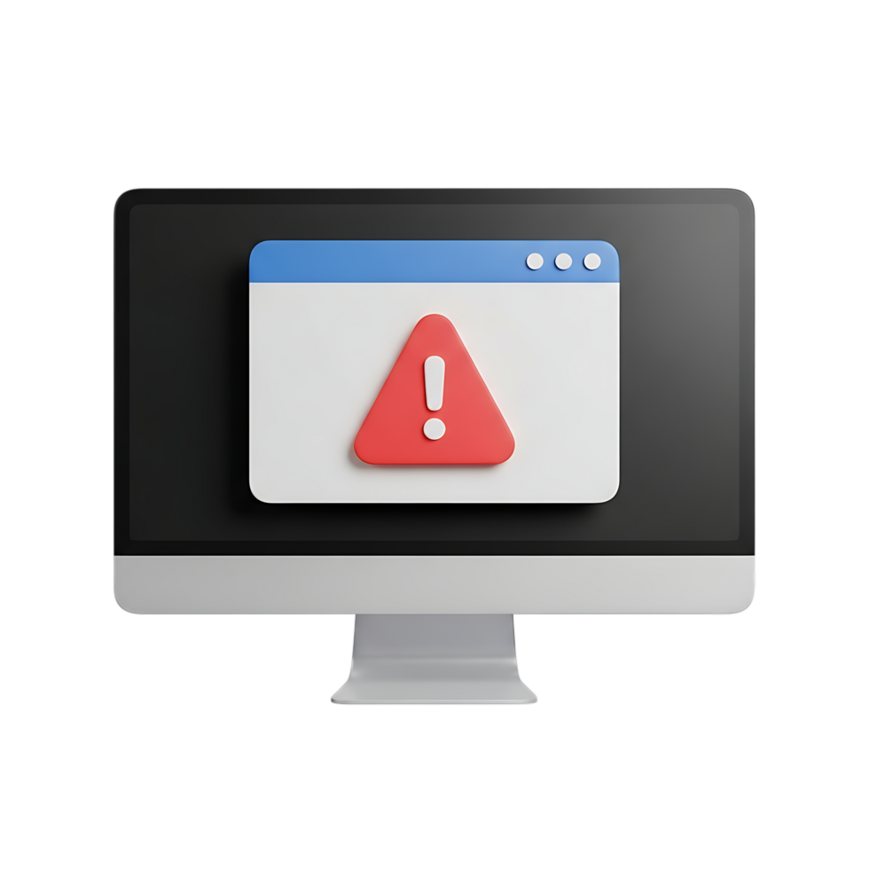 computer schermo visualizzazione un' avvertimento mettere in guardia isolato su trasparente sfondo png