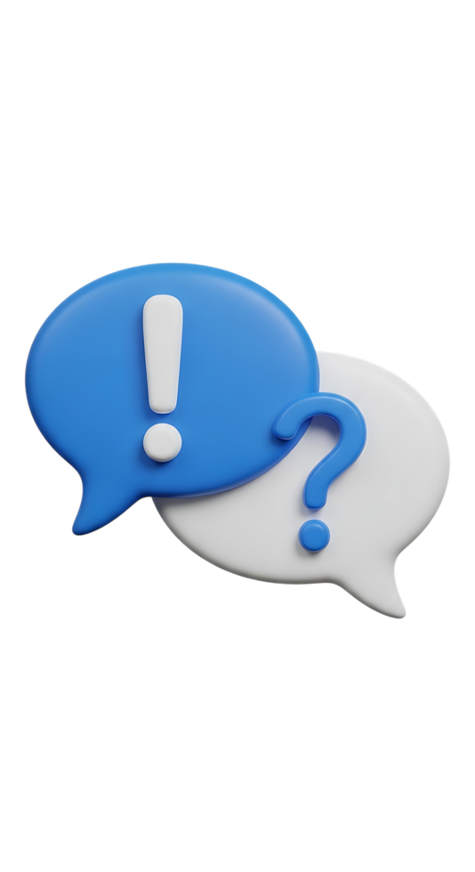 dois discurso bolhas, 1 com a exclamação marca e outro com uma questão marca isolado em transparente fundo png