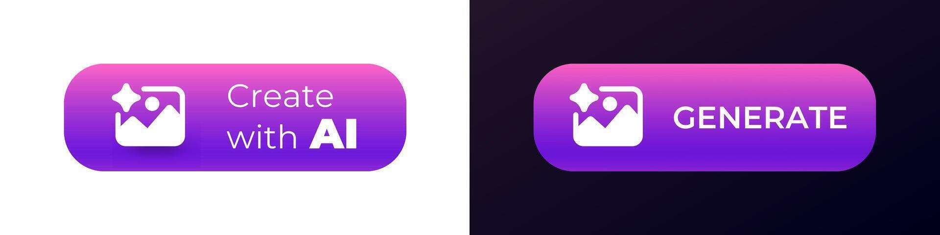 Purple button design with ai text and icon vector