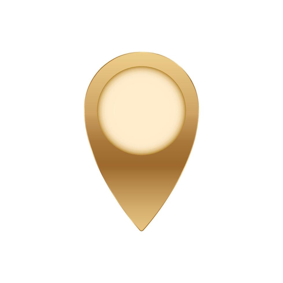 Golden map pin icon with circular center highlighting a location marker design concept vector