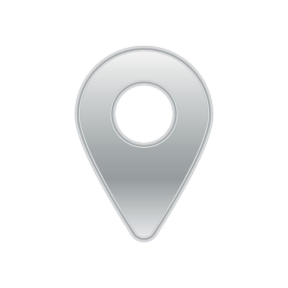 Simple gray map marker icon with sleek design and rounded top for location indication vector