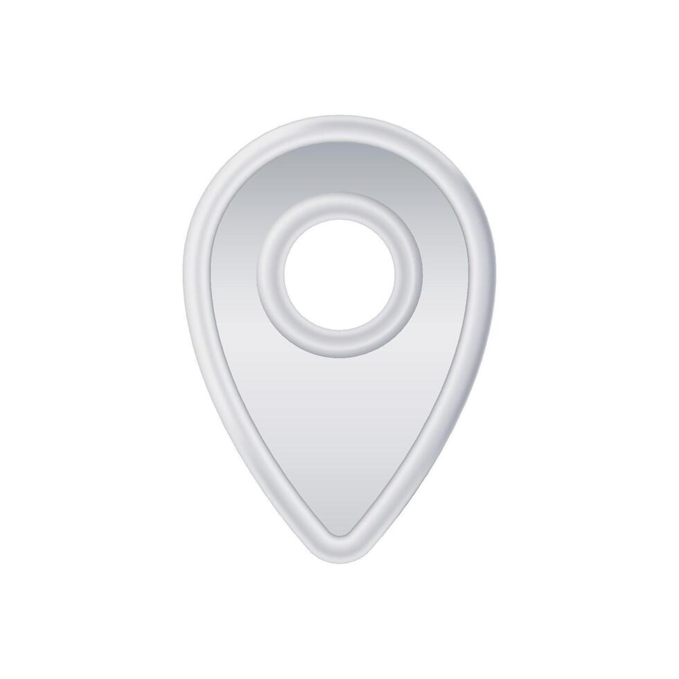 Silver location pin icon for maps and navigation applications vector