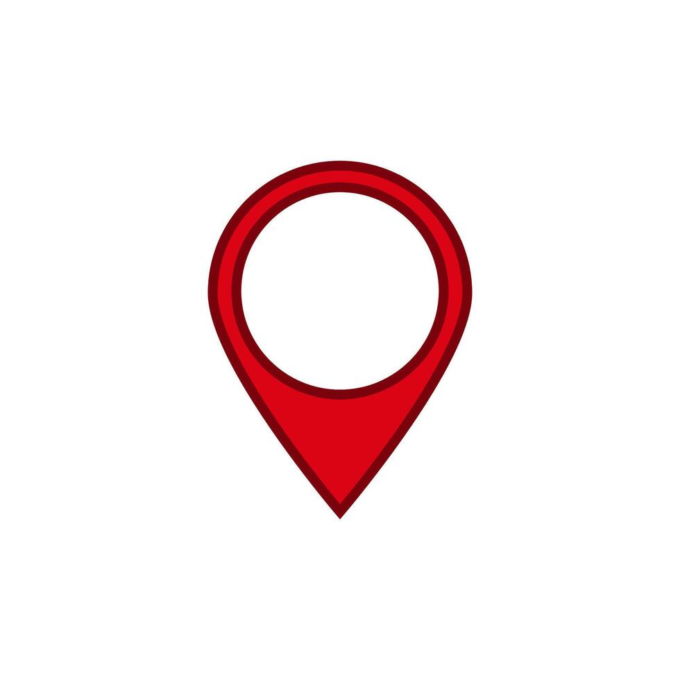 Red map pin icon symbolizing location and direction with minimalistic design and bold appearance vector