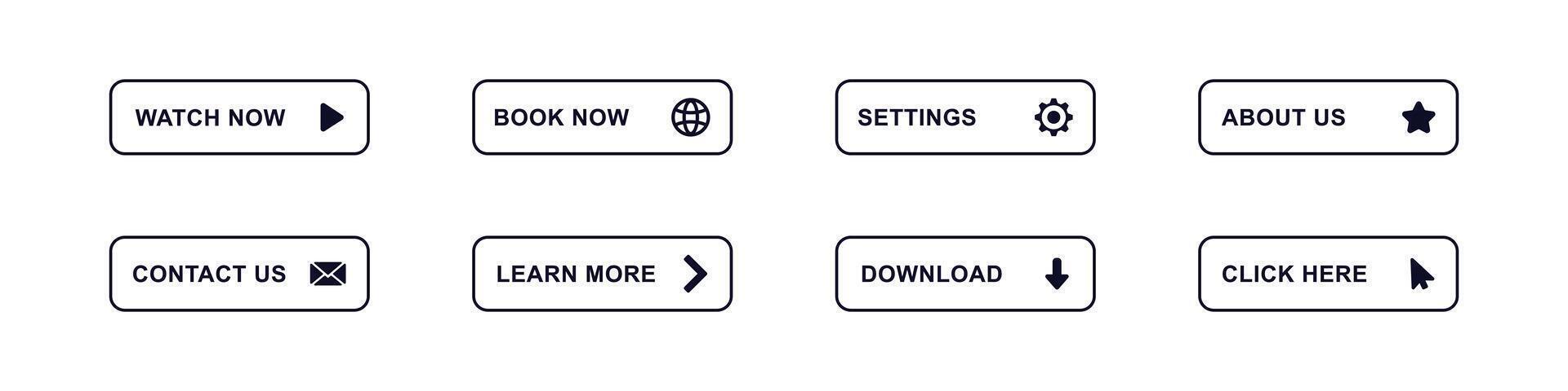 Simple user interface buttons for website navigation and interaction vector