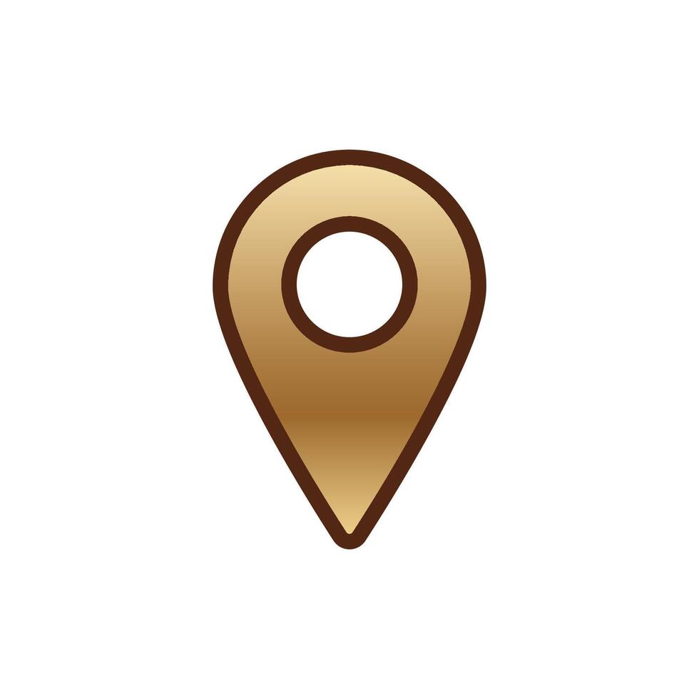 Simple brown location pin icon with gradient effects for maps and navigation apps vector
