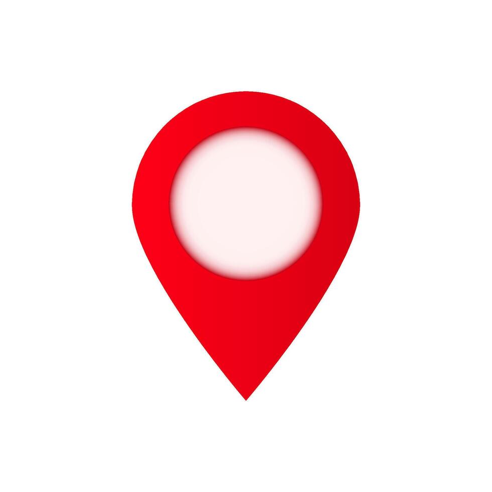 Red location pin with blank center pointing downward indicating gps or map marker icon design vector