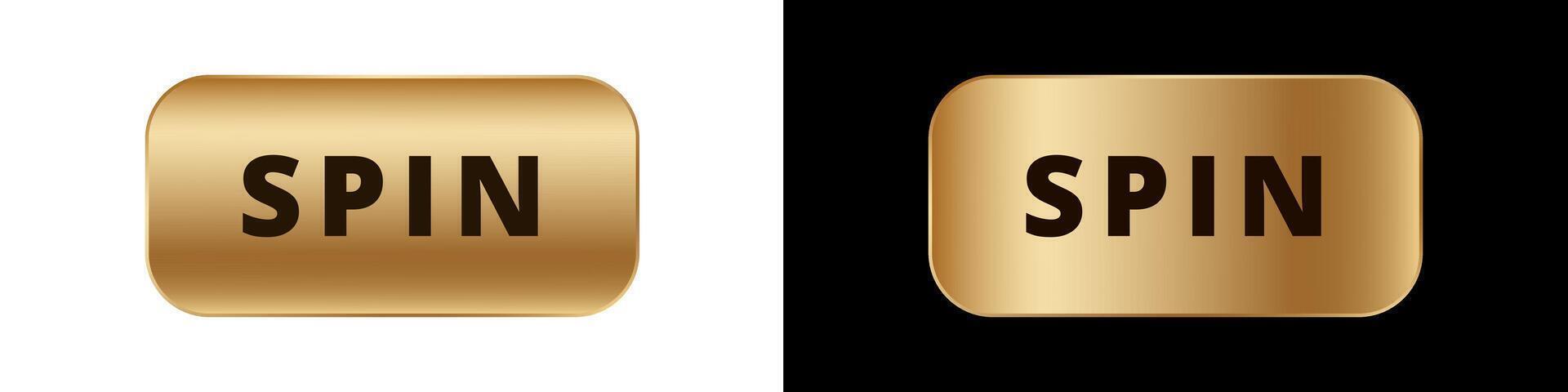 Gold spin button on white and black displayed in rectangular shape for gaming and interactive use vector