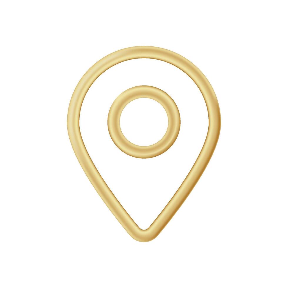 Golden map marker pin icon for navigation and location symbol representation vector