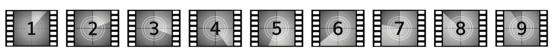 Countdown frame animation. Negative screen with numbers vector