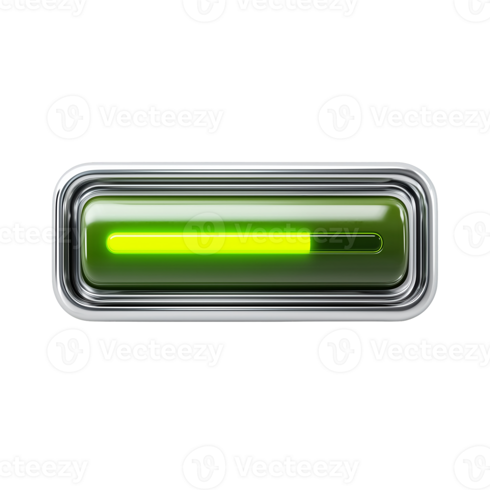 Download progress bar design element with green light loading indicator isolated on transparent background png