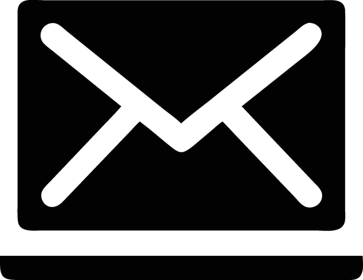 Simple black and white email envelope icon representing communication and messaging vector