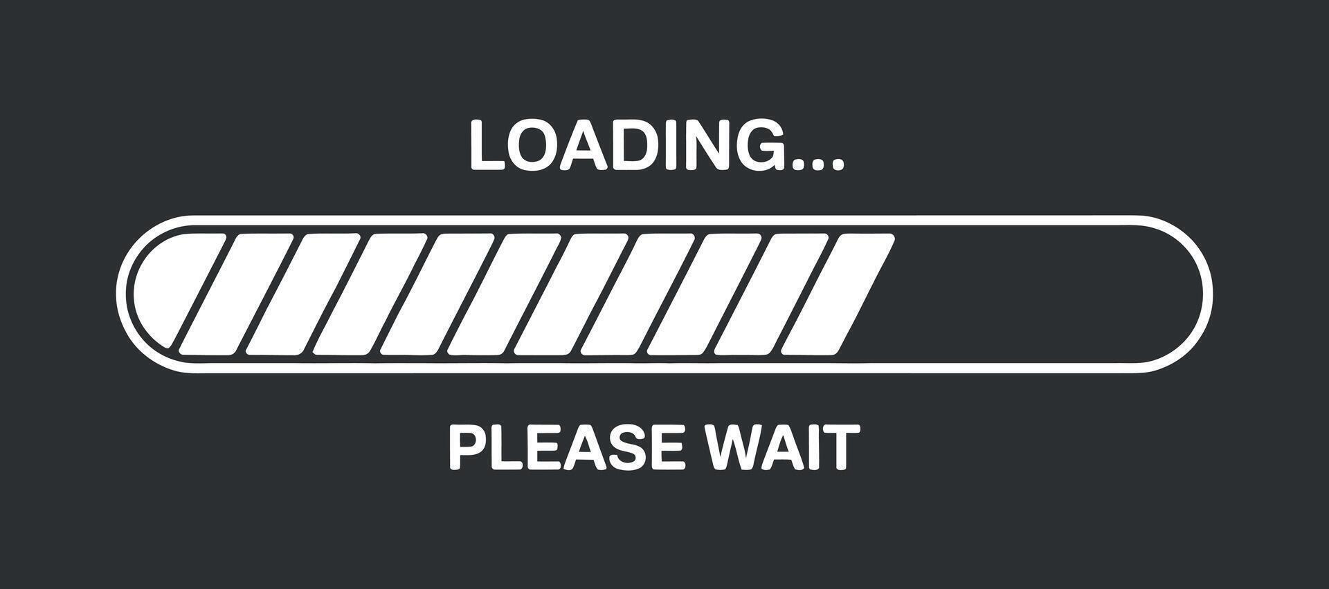 Loading Bar Illustration with 'Loading... Please Wait' Text for Website and App Design on white background vector